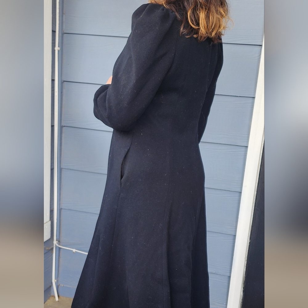 Montaldo's Nipan Coature Vintage Wool Elegant Black Long Coat Sz 10 - Picture 16 of 16